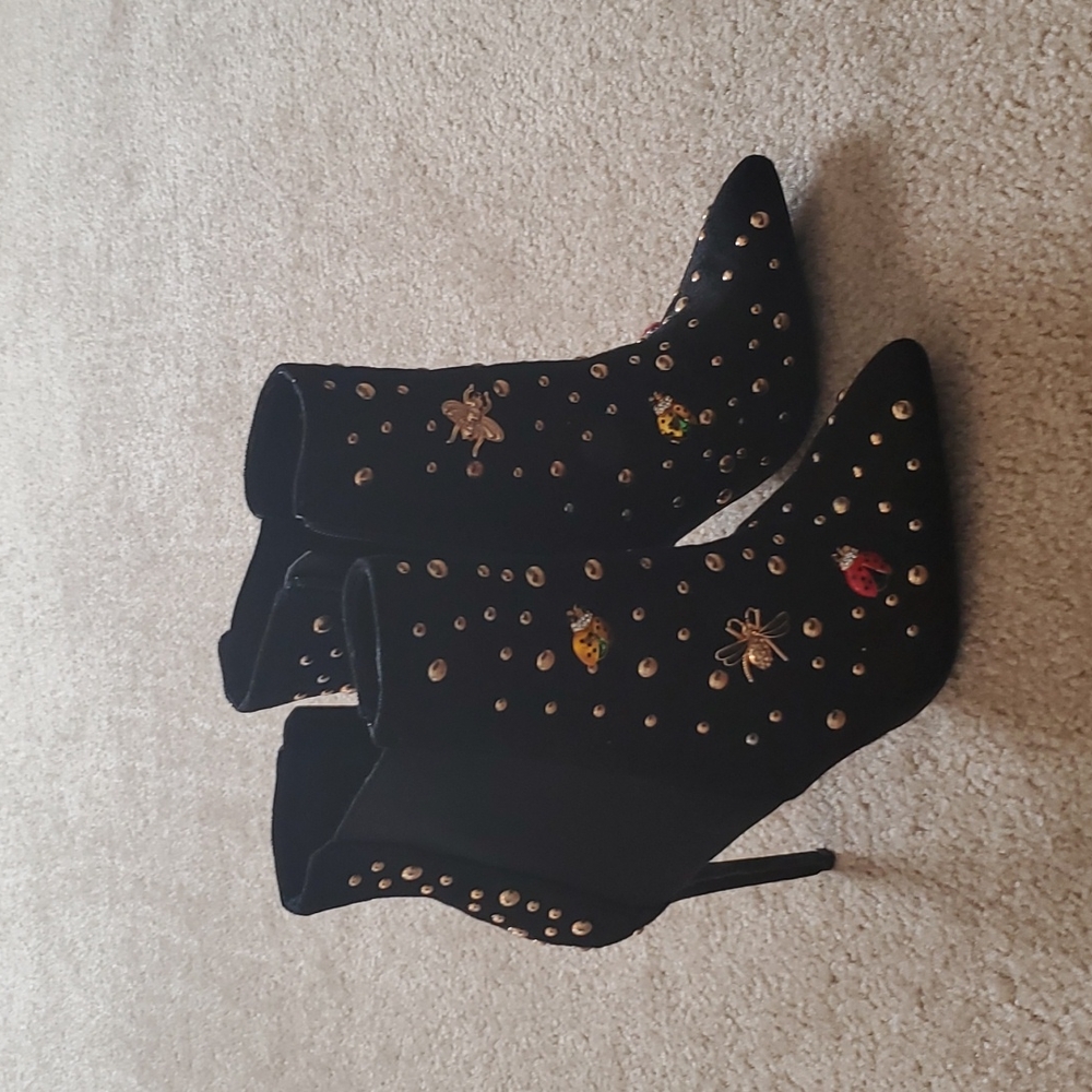 Black Gold Studded Stilleto Boots 10